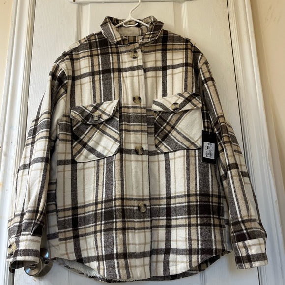 Plaid Sherpa Lined Shacket - Picture 1 of 5